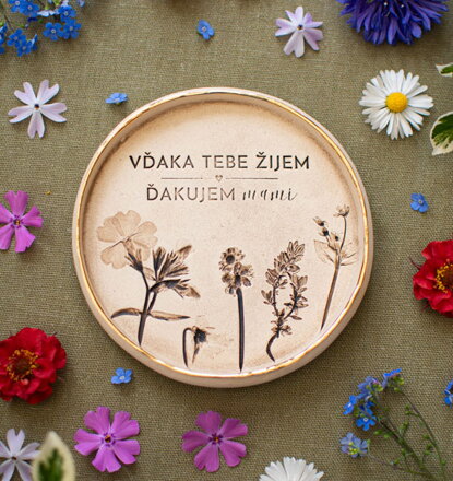 Darček pre mamu - tanierik na šperky „VĎAKA TEBE ŽIJEM“
