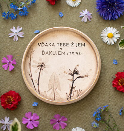 Darček pre mamu - tanierik na šperky „VĎAKA TEBE ŽIJEM“